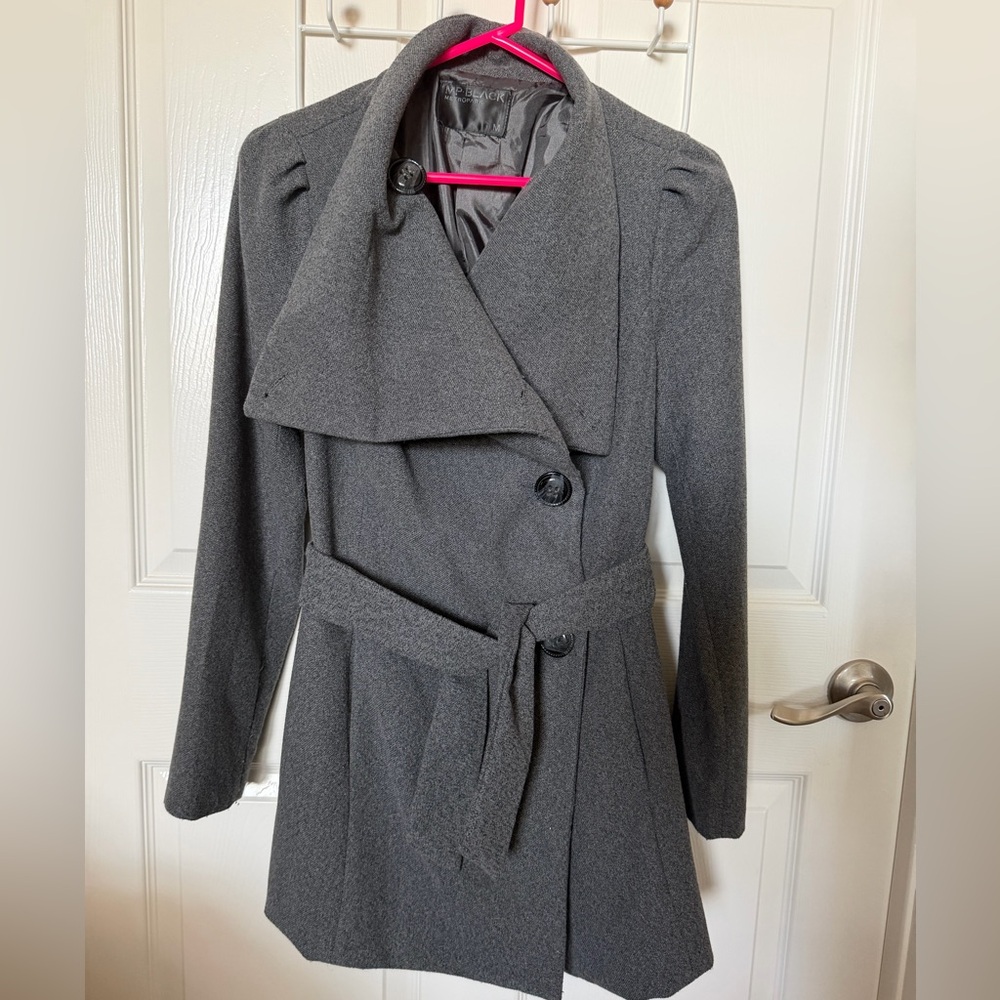 Metropark Women's Gray Belted Coat